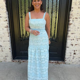 Lilah Maxi Dress in Blue/White