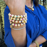 Wood Beads with Colorful Spacers Set of 4 Bracelets