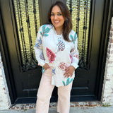 Seascape Crepe Button Down Shirt