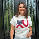 Mary American Flag Sweater in White