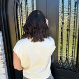 Ridge Short Sleeve Sweater in Cream