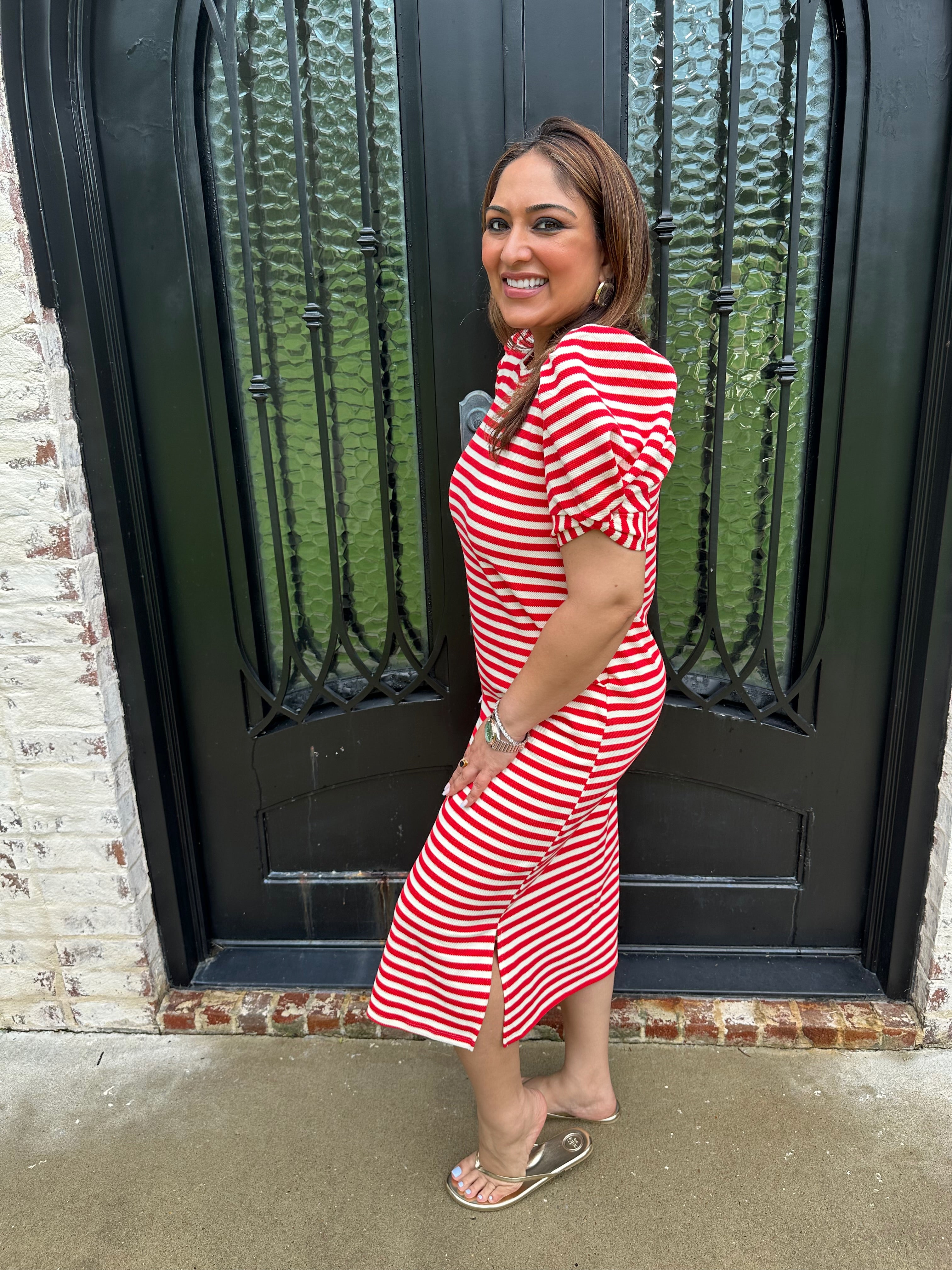 patriotic midi dress Patriotic Babe Striped Contrast Binding Midi Dress large