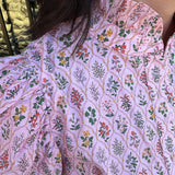 Tabitha Floral Print Mock Neck Button Down Maxi in Pink