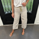 Grommet Waist Patched Wide Leg Jeans