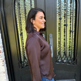 Spanx Better Than Silk Button Down Shirt in Truffle Brown