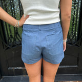 Daisy Scallop Pocket Shorts in Indigo