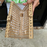Acrylic Woven Box Clutch with Chain Strap