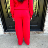 Spanx AirEssentials Wide Leg Track Pant in Red