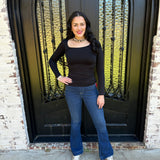 Longsleeve Scoop Neck Top in Black