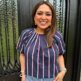 USA Stripe Top in Navy