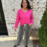 Drawstring Jeans in Leopard Print