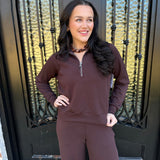 Spanx AirEssentials Half Zip in Truffle Brown