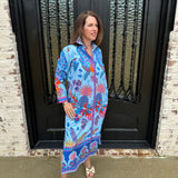 Maude Eliza Midi Dress in Azure Safari