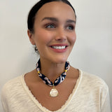 Scarf Necklace with Gold and Opal Triangle Pendant