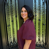 Glenda Puff Sleeve Top in Burgundy