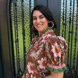 Hillary Floral Top in Brown