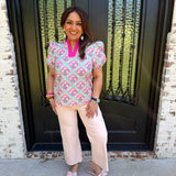 Sidney Block Print Floral in Pink