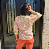 Samantha Floral Contrast Top in Ecru