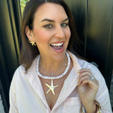 Natural Beads Gold Starfish Pendant Necklace