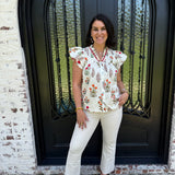 Mickie Floral Top in Cream