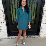 Mary Square Raven Dress in Gulf Blue