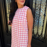 Lina Gingham Mini Dress with Buttons