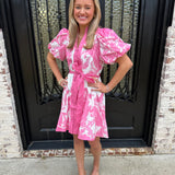 Helena Tie Front Dress in Pink