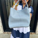 The Leather Bucket Bag in Blue