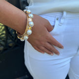 Round Dome Gold Cuff with Pearls