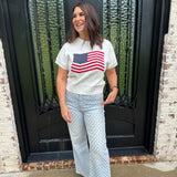 Mary American Flag Sweater in White
