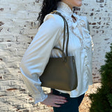 Gold Knot Braided Strap Purse in Olive