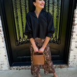 Gold Chain Bucket Purse in Chocolate