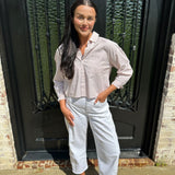 Dear John Cropped Adrianna Button Up Blouse in Mojave Stripe