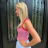 Lulu Mac Stripe Tank Top in Red