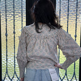 Moxy Ruffle Sleeve Printed Blouse in Eggshell