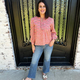 Kloss Print Top in Coral