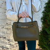 Gold Knot Braided Strap Purse in Olive