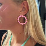 Circle Crystal Earrings in Pink