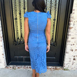 Daisy Lace Midi Dress in Cornelia Blue