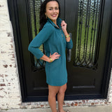 Mary Square Raven Dress in Gulf Blue