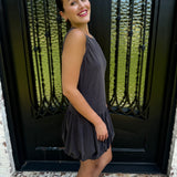 Celine Drop Waist Dress in Brown