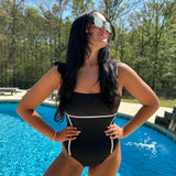 Aubrey One Piece Swimsuit in Black + White