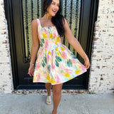 Wes Watercolor Mini Dress with Ties
