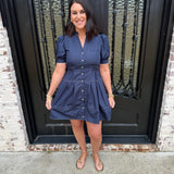 Cleo Dress in Navy