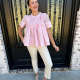 Tabi Mesh Top with Applique in Baby Pink