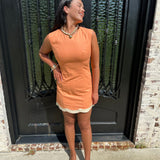 Melody Scalloped Hem Sheath Dress in Tangerine