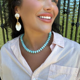 Mint & Gold Marble Beaded Necklace