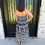 Veronica Strapless Dress in Navy
