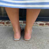 Rafie Bow Slide Sandal in Metallic Silver
