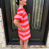 Elizabeth Stripe Dress in Pink